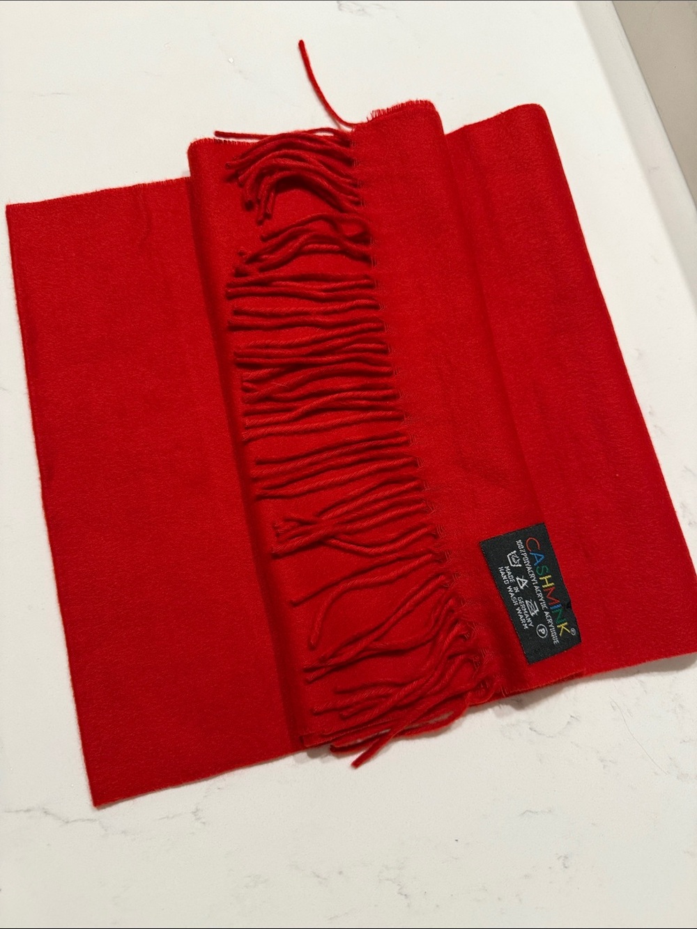Classic Red Fringed Scarf by